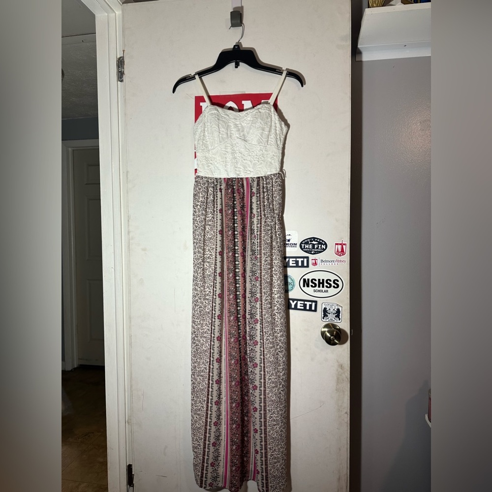 white and floral dress